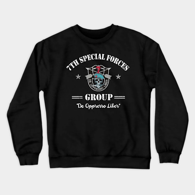 Proud US Army 7th Special Forces Group Skull De Oppresso Liber SFG - Gift for Veterans Day 4th of July or Patriotic Memorial Day Crewneck Sweatshirt by Oscar N Sims